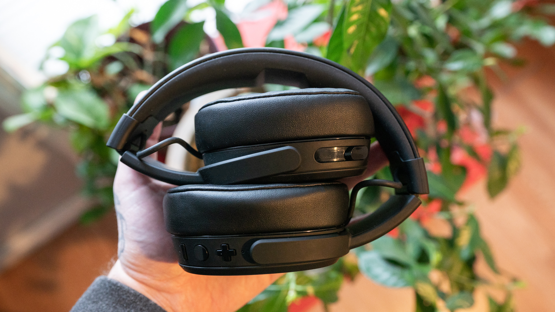 Pictured are the Skullcandy Crusher Wireless folded.