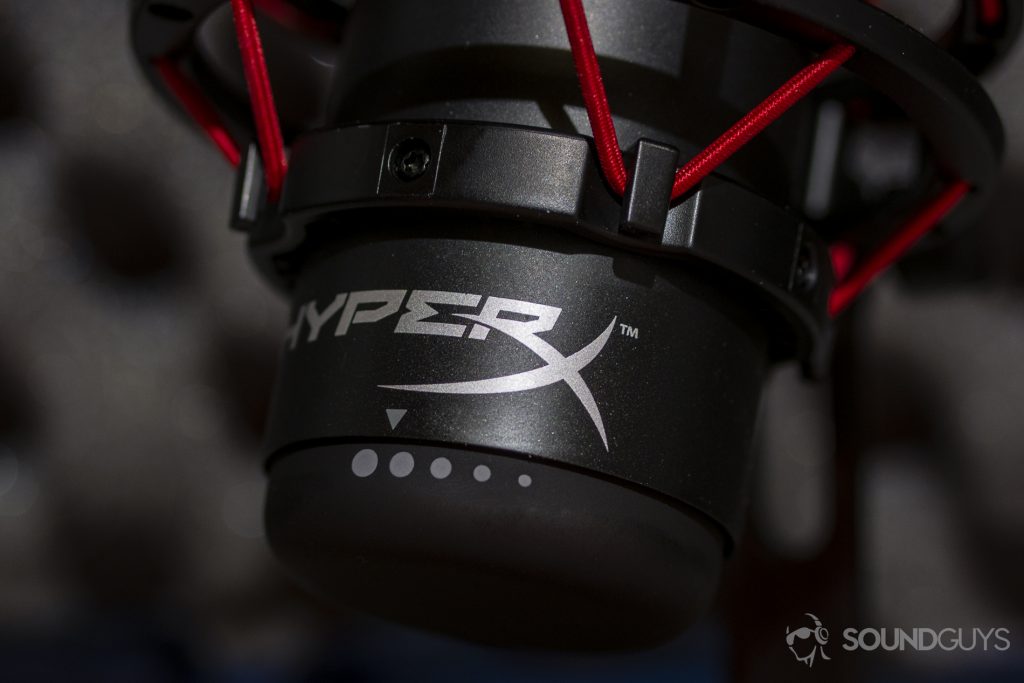 A photo of the gain knob on the HyperX Quadcast.