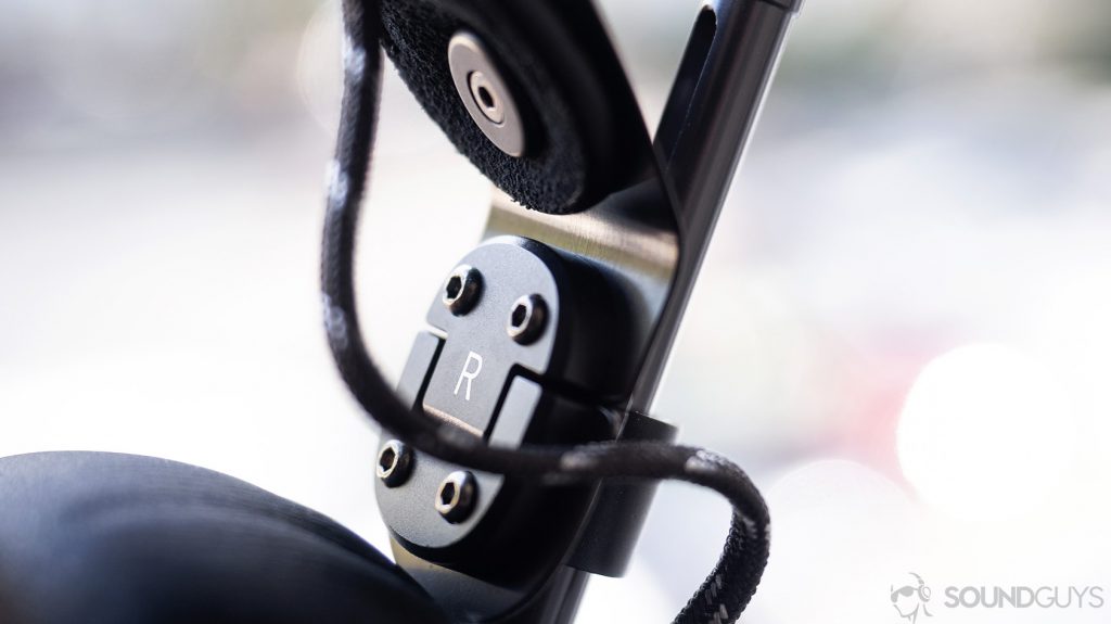 House of Marley Exodus: Close-up of the metal hinge, right side.