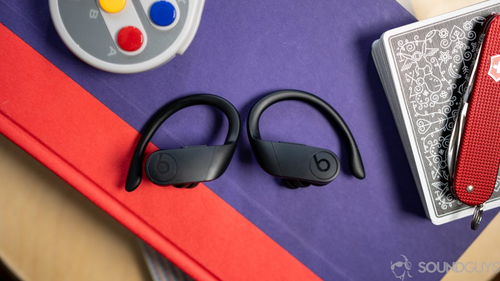 Shot of the Beats Powerbeats Pro logo.