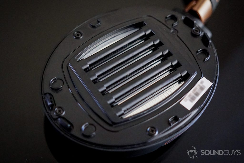 A photo of the Audeze Mobius' planar magnetic drivers.