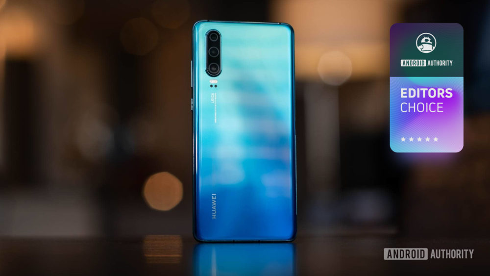 A picture of the Huawei P30 (rear) with an Android Authority Editor's Choice badge in the top-right corner.