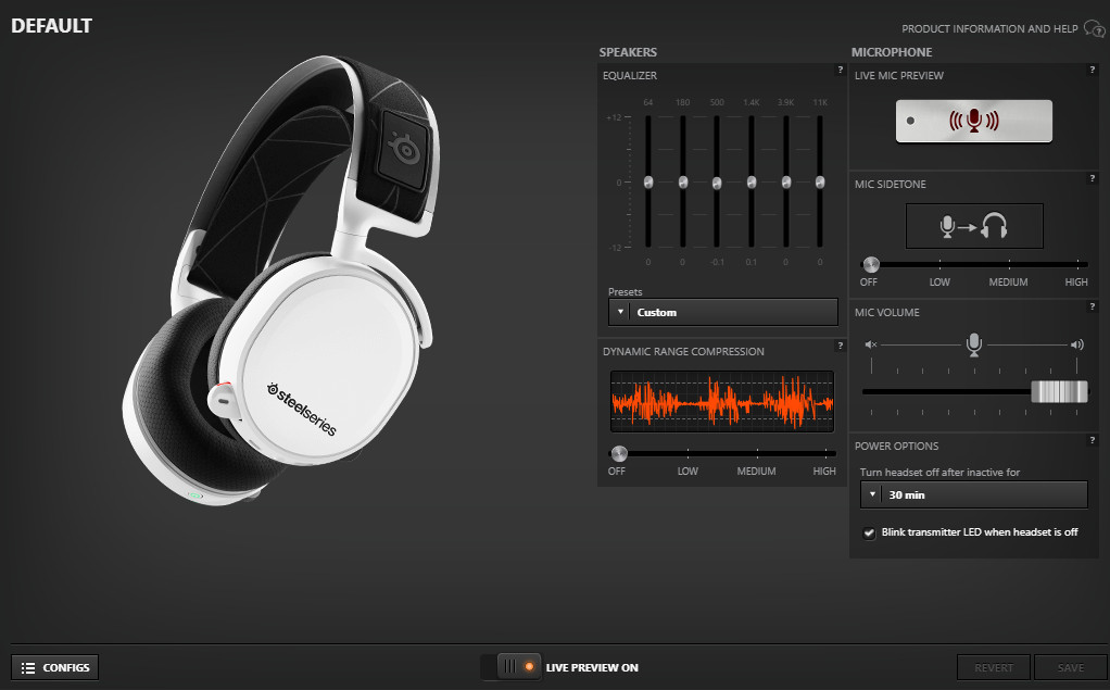 SteelSeries Engine 3 screenshot SteelSeries Engine 3 audio software on a computer.