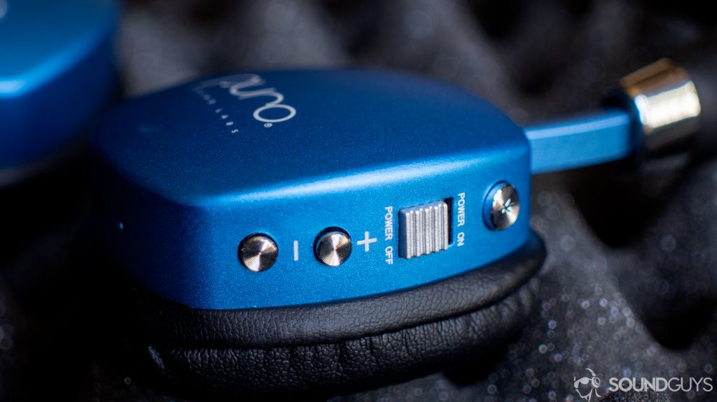 A photo of the buttons on the Puro Sound Labs PuroQuiet.