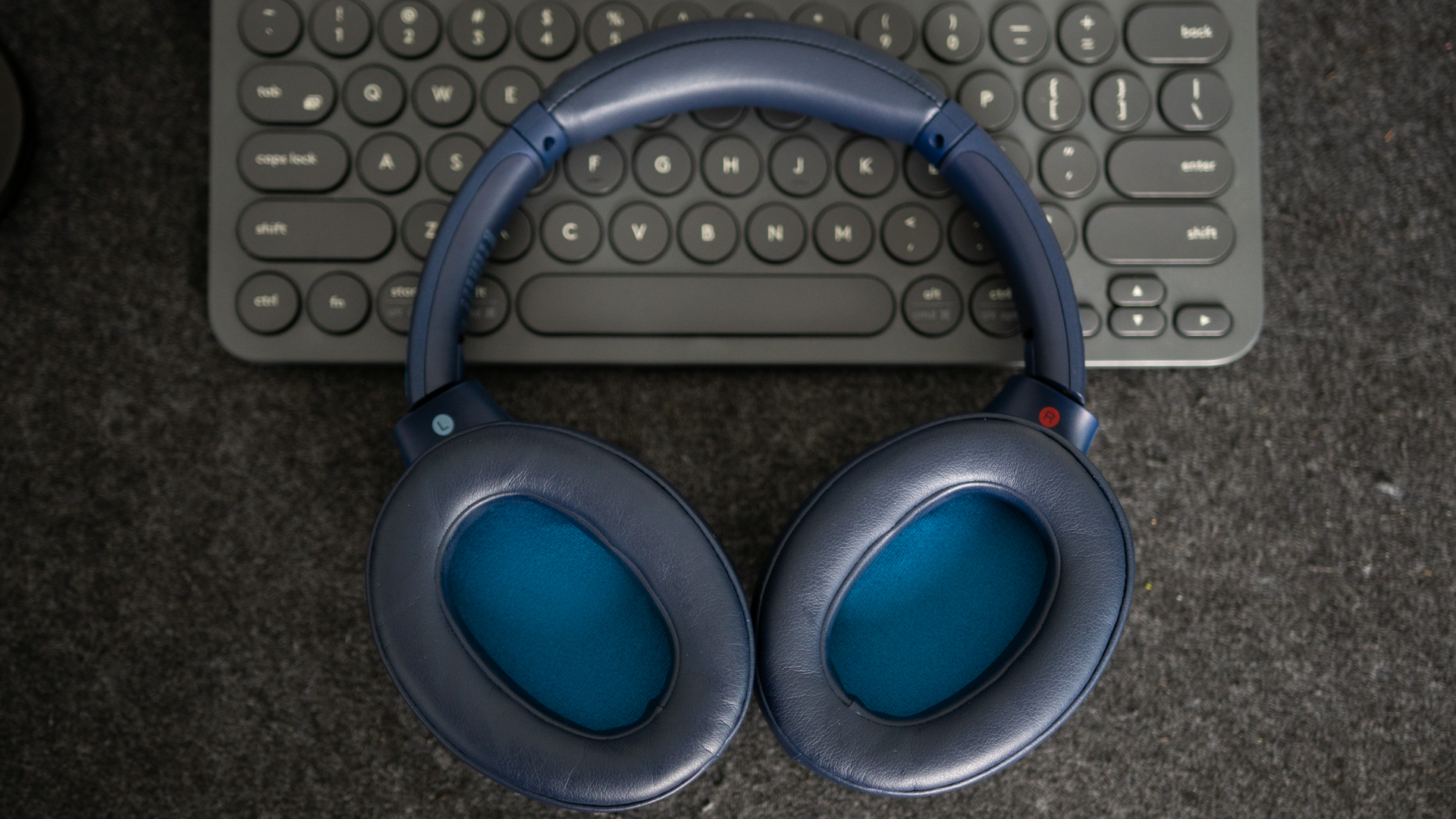 Pictured is the padding on the Sony WH-XB900N headphones. 