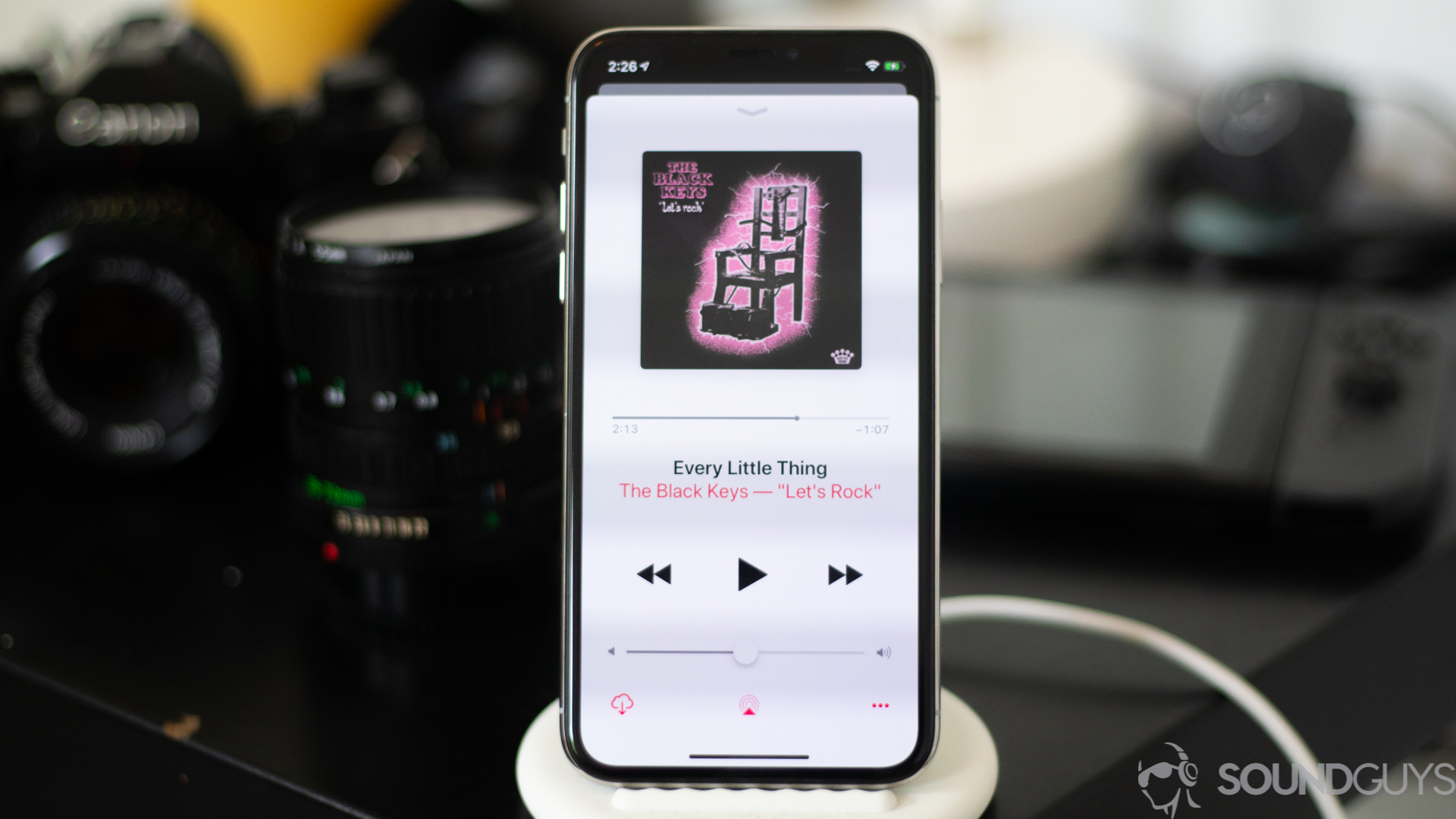 A picture of Apple Music playing on an iPhone.