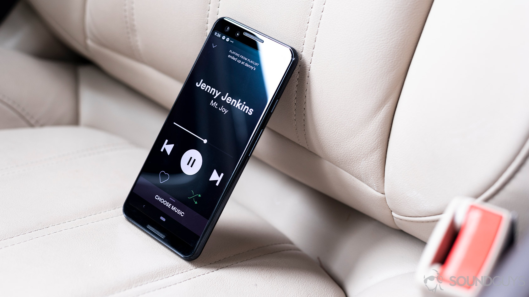 Spotify-7_app car auto mode Google Pixel 3 The Spotify app for driving displayed on a Google Pixel 3