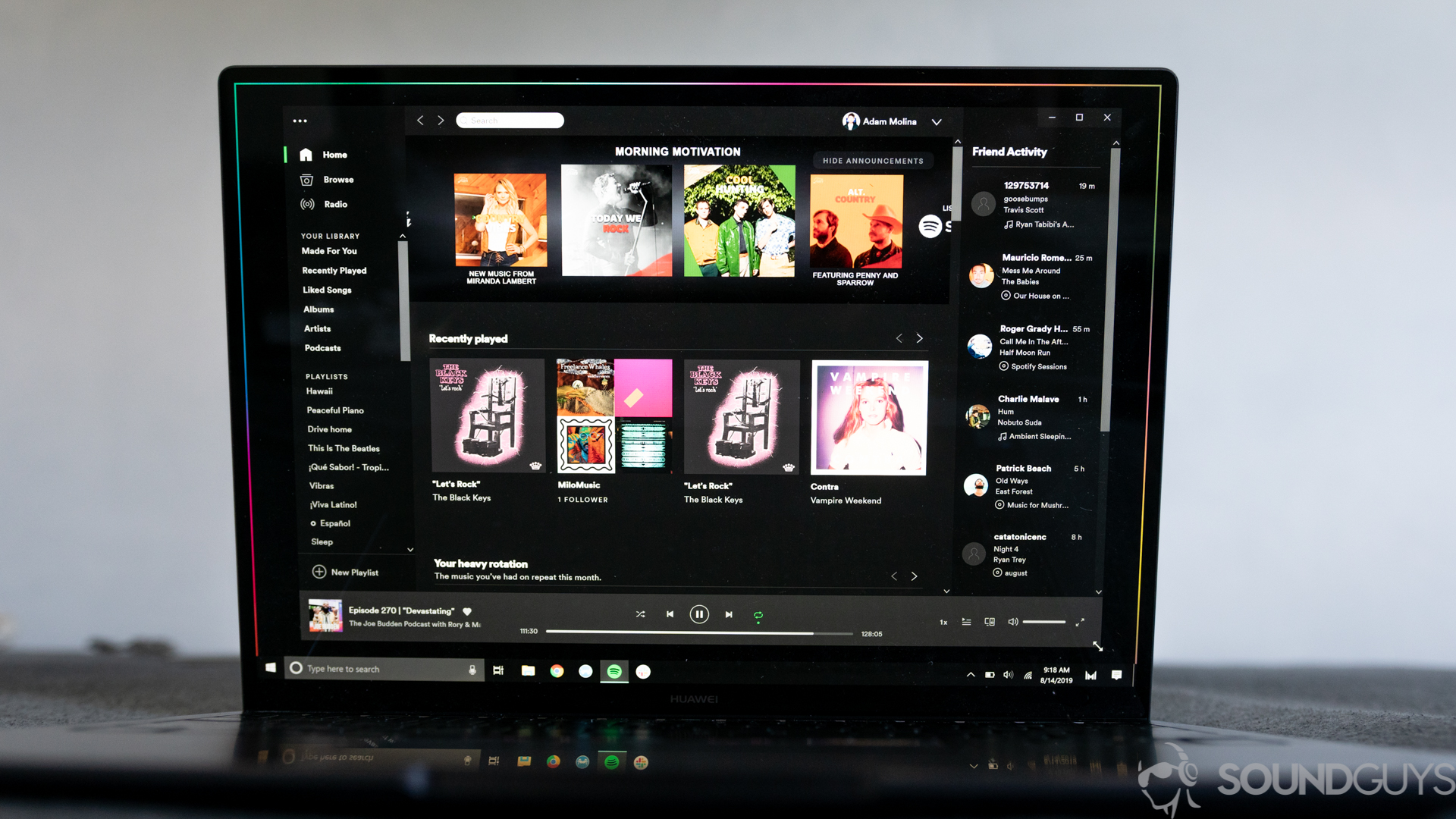 Spotify Computer-2 A picture of Spotify Home tab running on a Windows PC