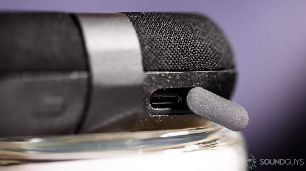The USB-C input of the House of Marley Liberate Air charging case.