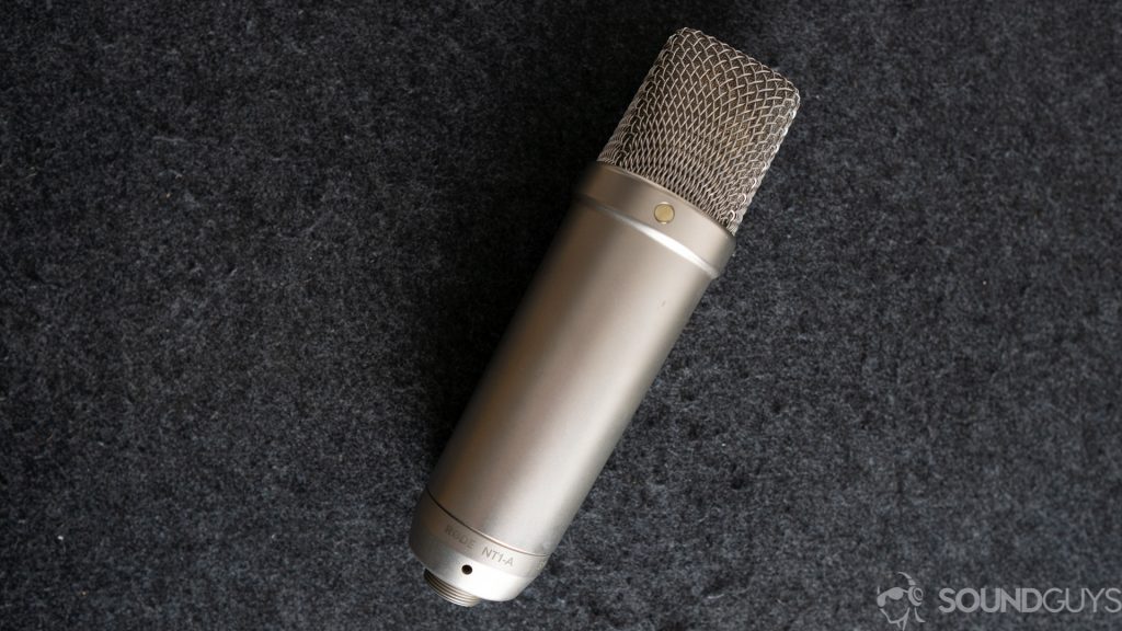 Top-down picture of Rode NT1-A on a desk.