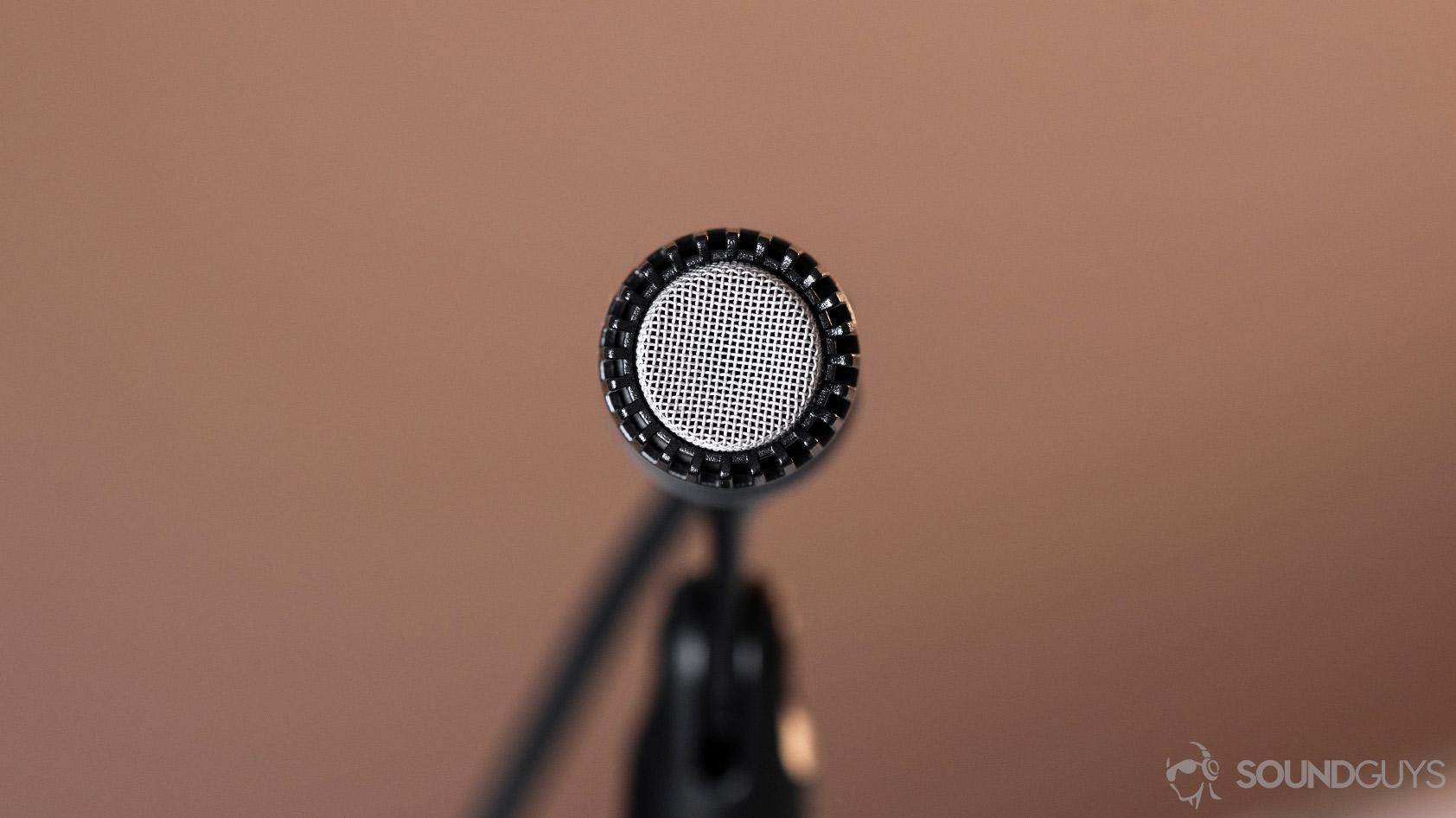 Straight on shot of the Shure SM57 XLR microphone.