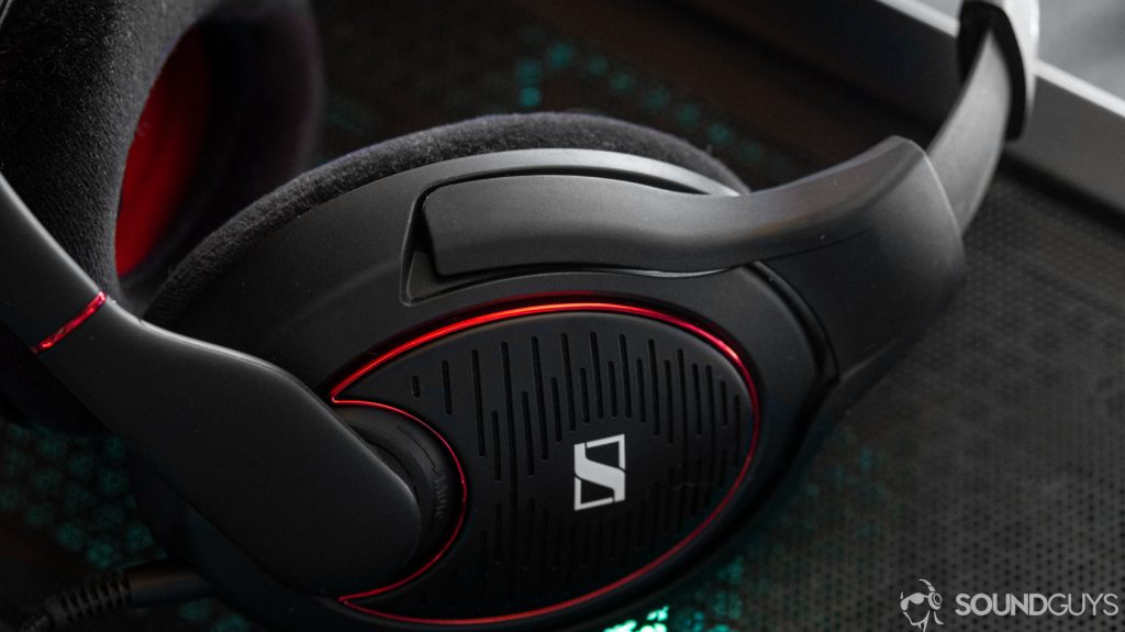 A photo of the Sennheiser Game One headset on a computer.