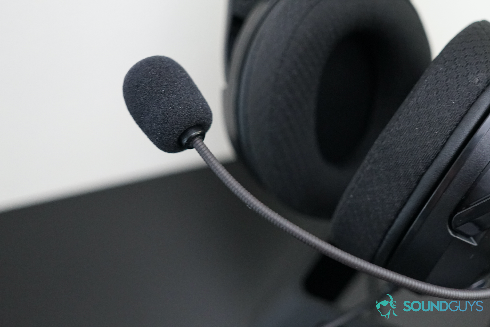 AmazonBasics gaming Headset mic A close up shot of the microphone on the AmazonBasics Gaming Headset