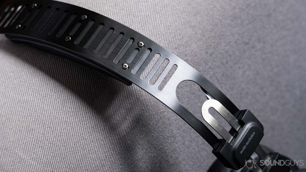 The Audio-Technica ATH-G1 metal headband and adjusting mechanism.