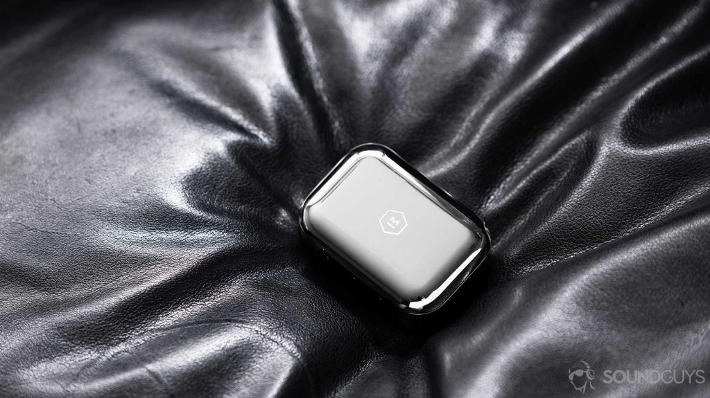 A picture of the Master & Dynamic MW07 Plus metal charging case.