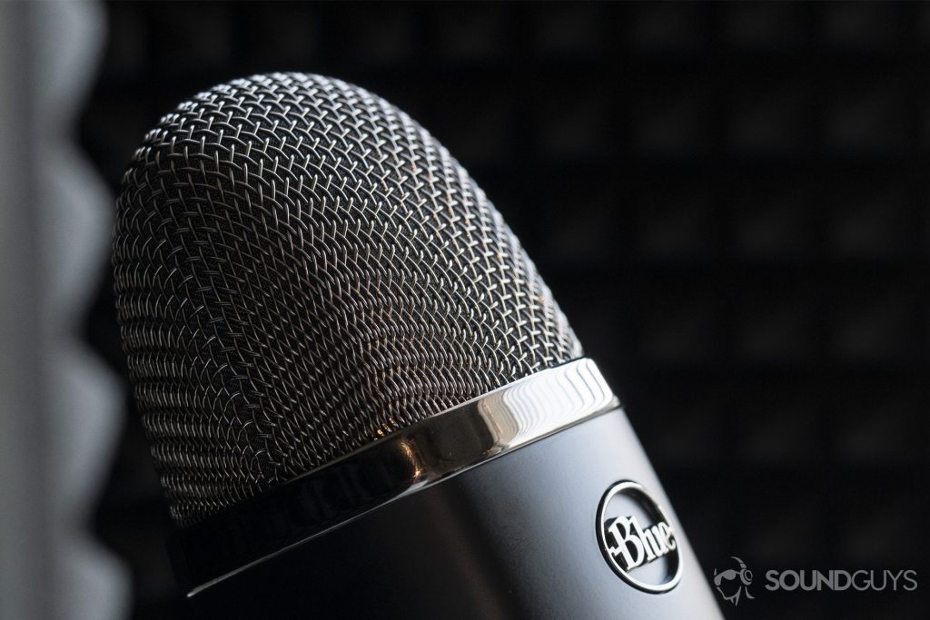 A photo of the Blue Microphones Yeti X with a focus on the grille.