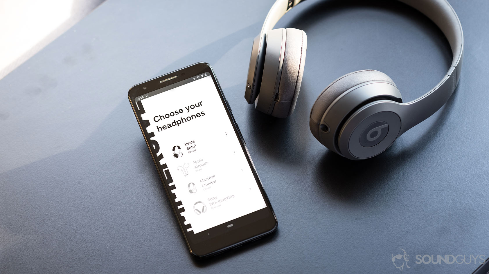 Dirac mobile app-Google Pixel 3 Beats Solo3 Wireless A picture of the Dirac mobile app on a Google Pixel 3