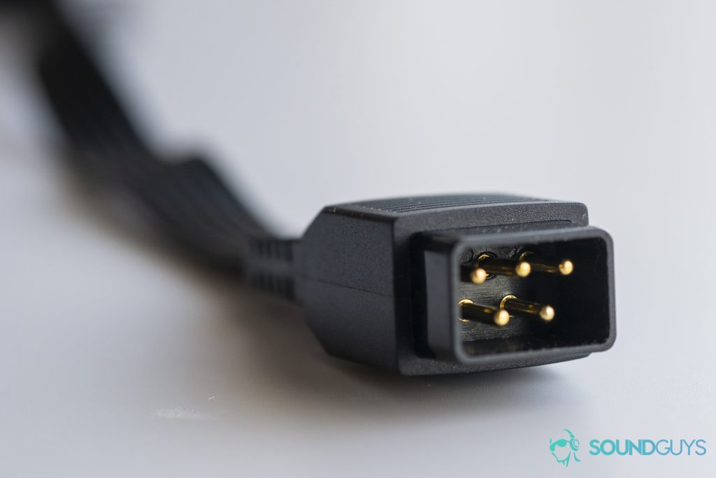A photo of the Massdrop x Koss ESP/95X's cable termination.