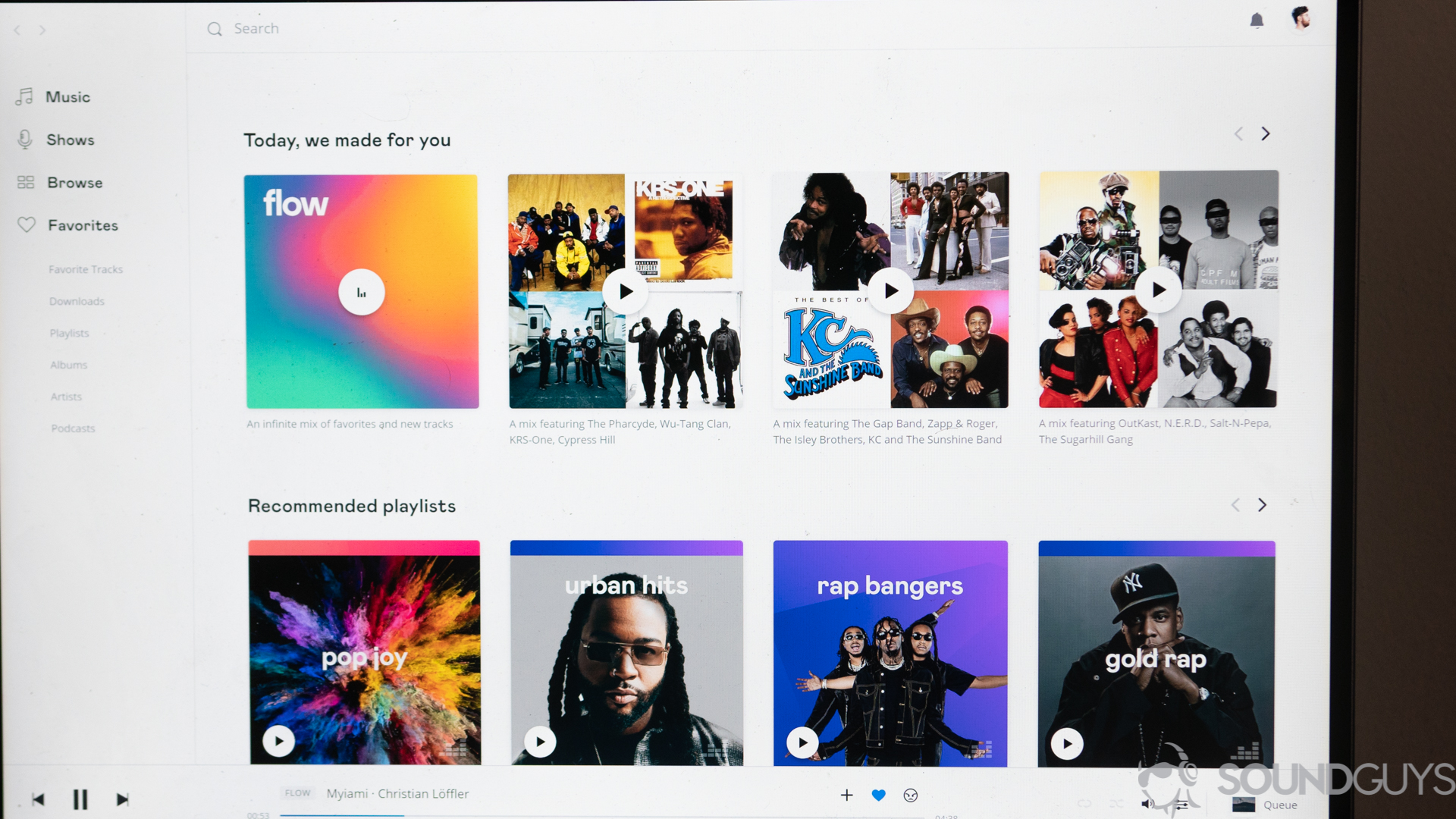 Pictured is the main music section of the Deezer app on desktop