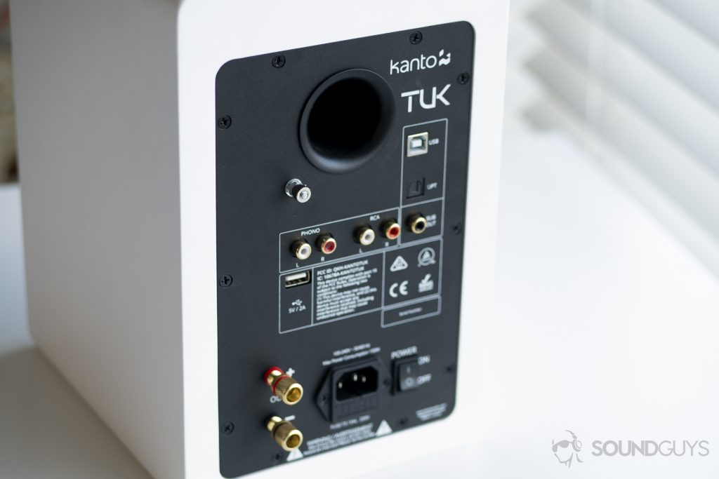 A photo of the back of the main Kanto TUK speaker.