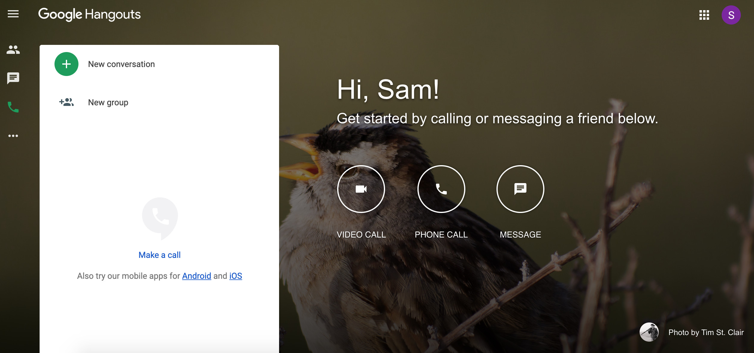 A screenshot of Google Hangouts