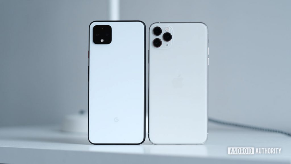 The Google Pixel 4XL and the Apple iPhone Pro Max.