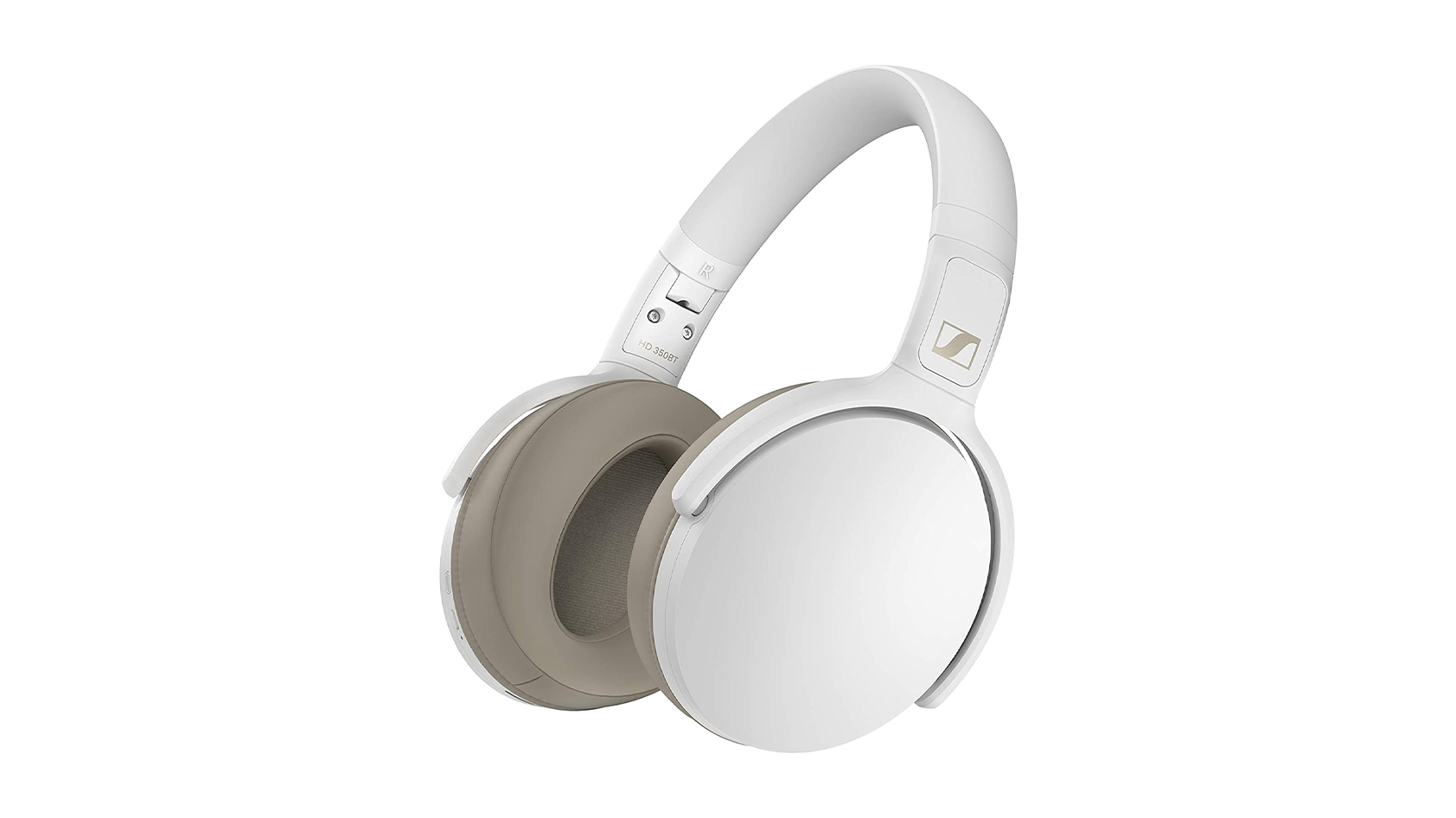 The Sennheiser HD 350BT headphones in white against a white background.