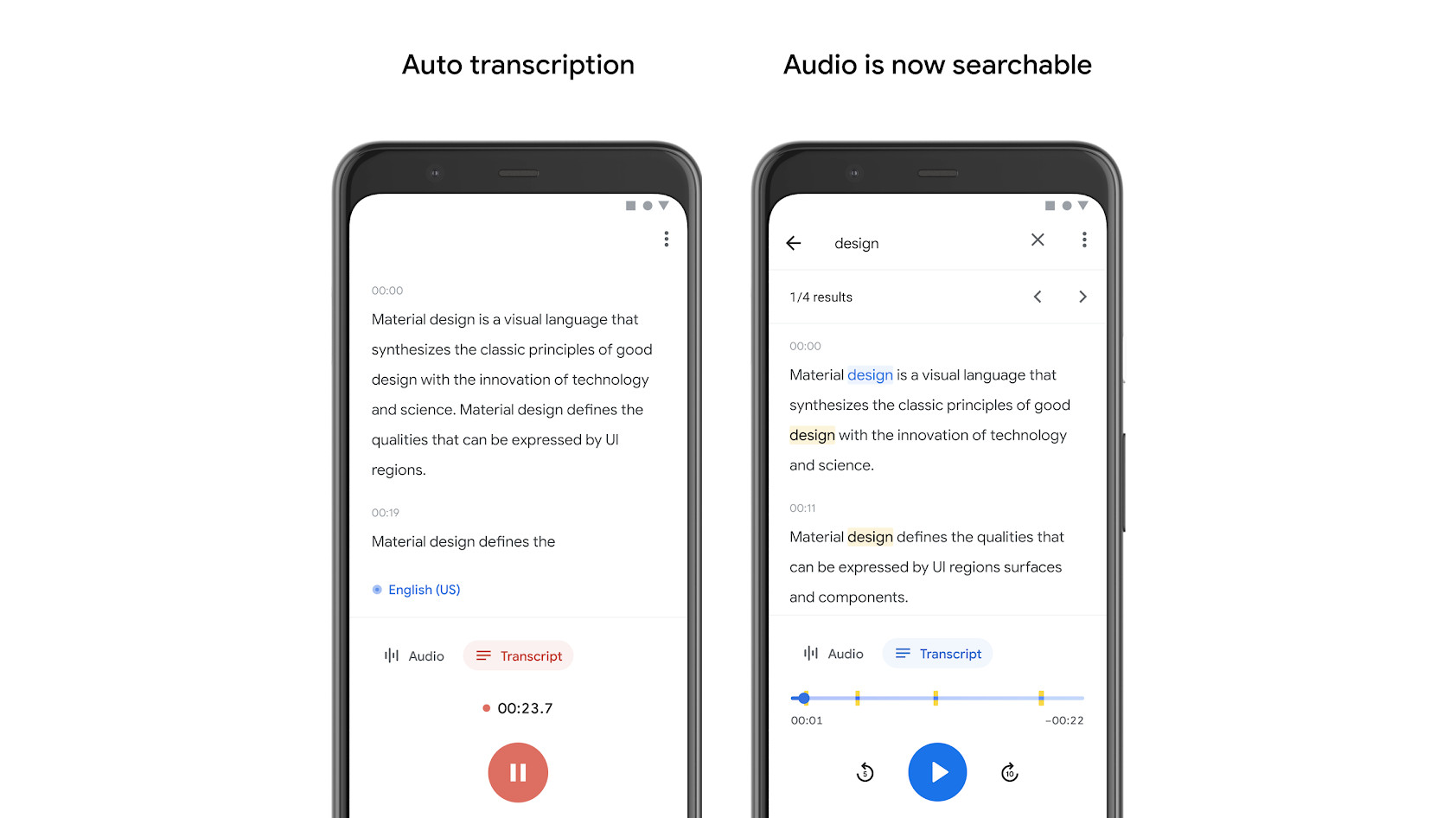 The Google Recorder interface screenshot.