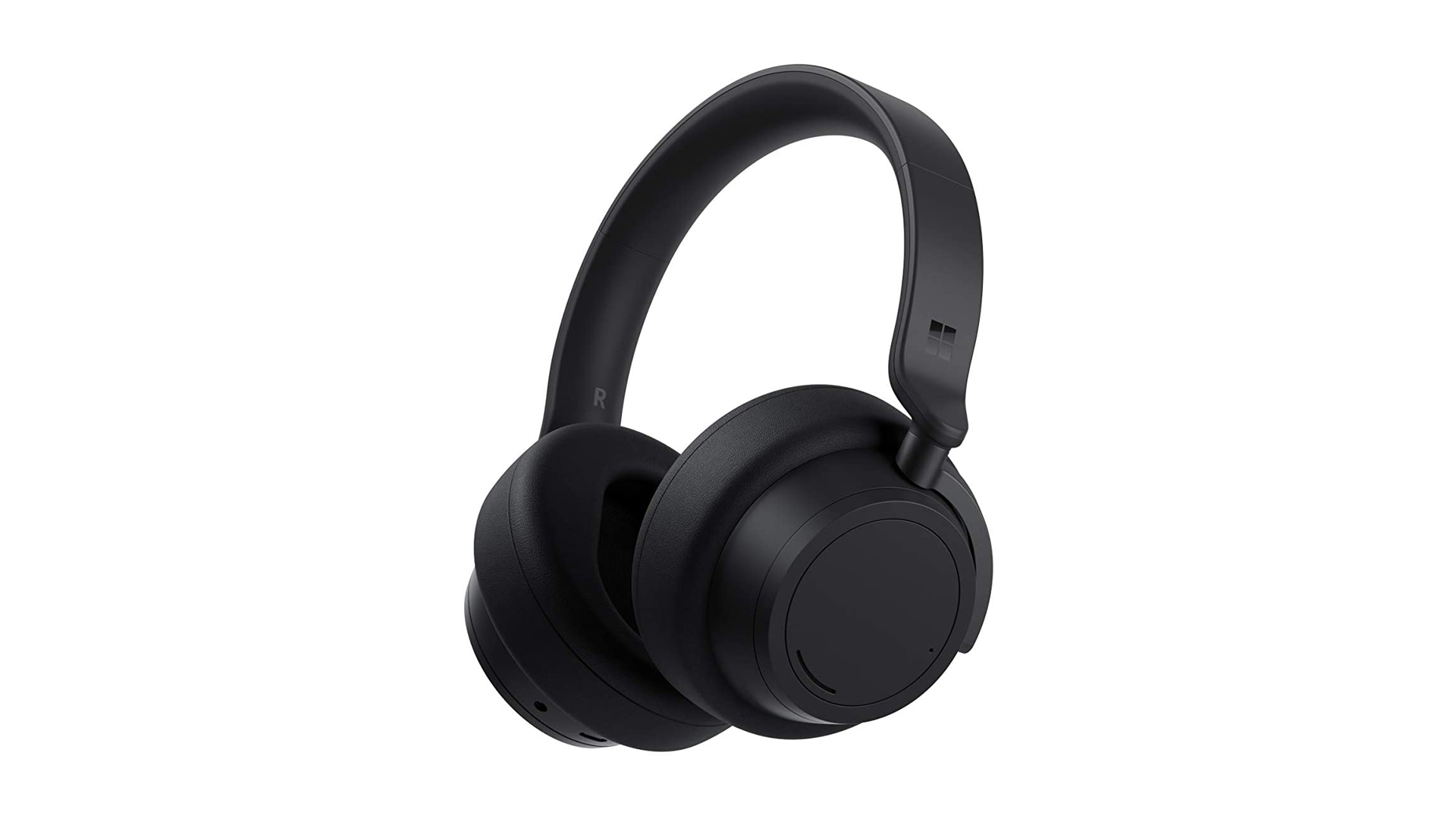 A product render of the Microsoft Surface Headphones 2 in black against a white background.