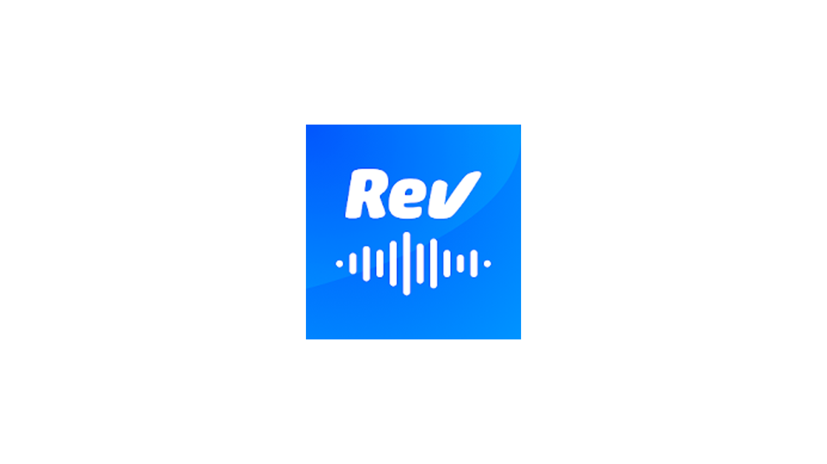 The Rev Voice Recorder logo (blue) against a white background.