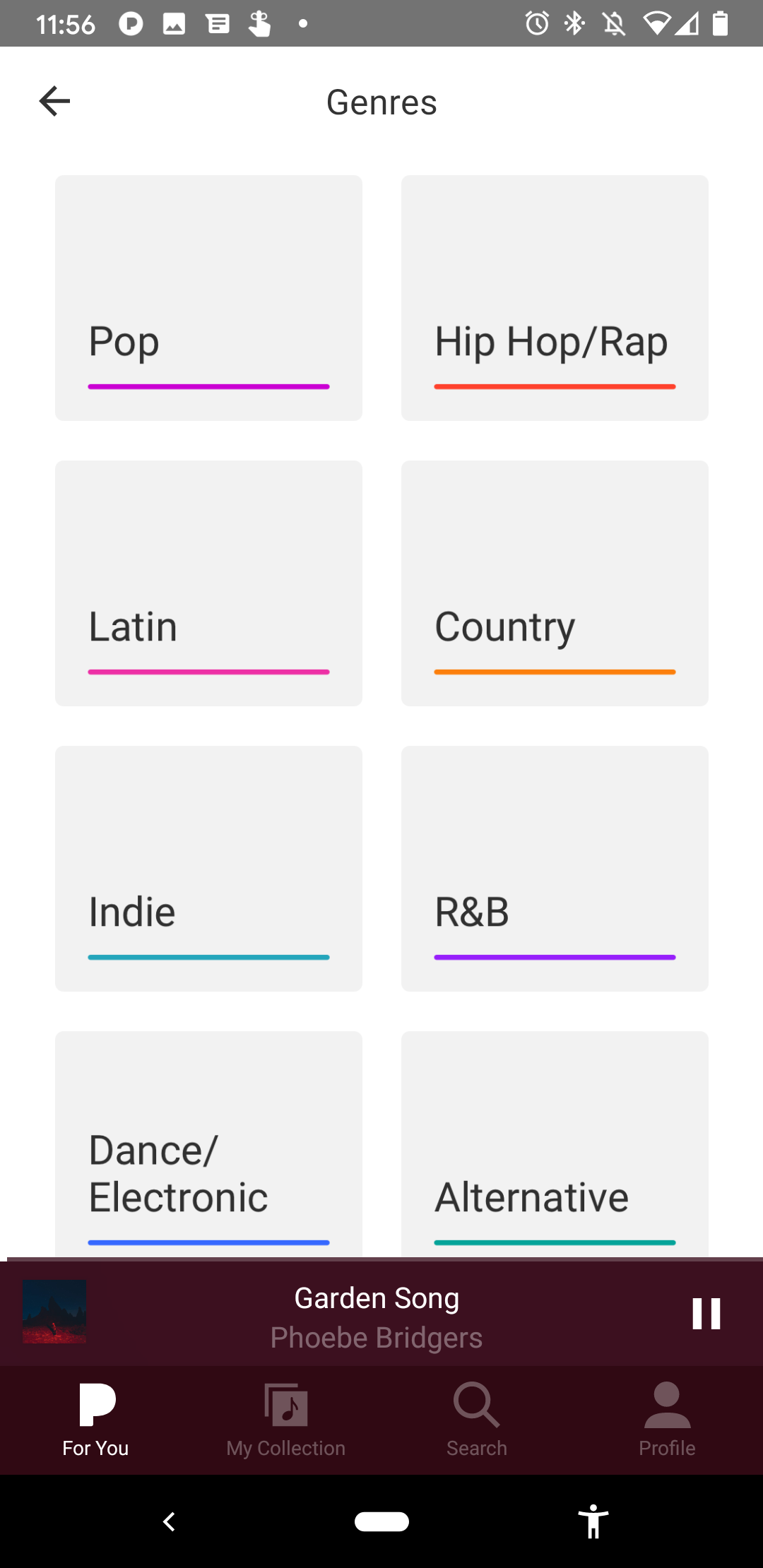 Pandora Premium Browse by Category Genres screenshot