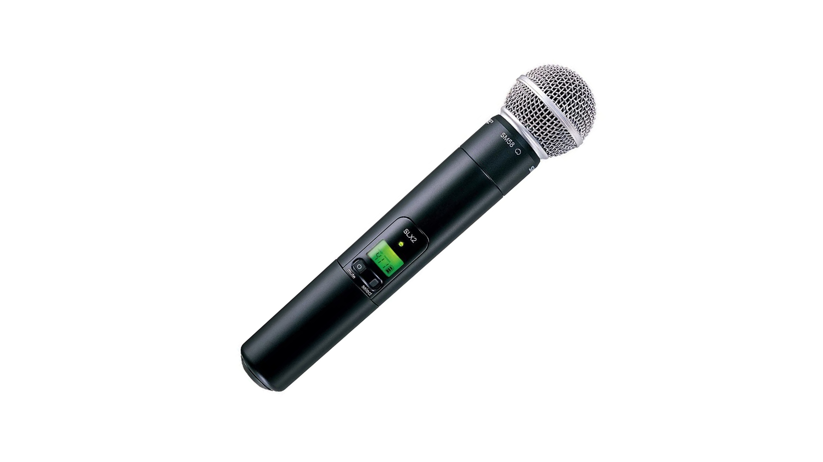 Shure SLX124/85/SM58 wireless microphone pack product image of just the SM58 handheld mic.
