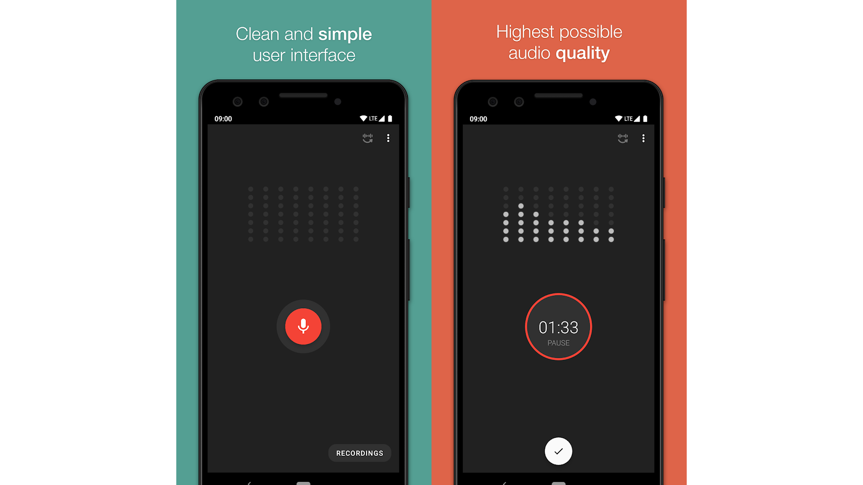 The Smart Recorder App interface depicting animated levels and a record button on a smartphone screen.