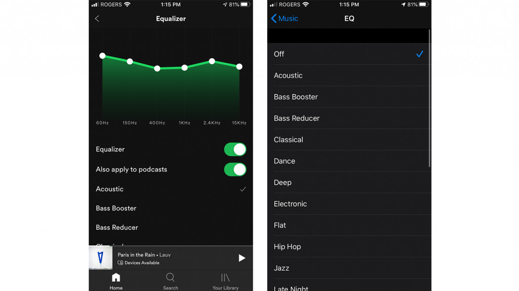 Spotify vs. Apple Music EQ