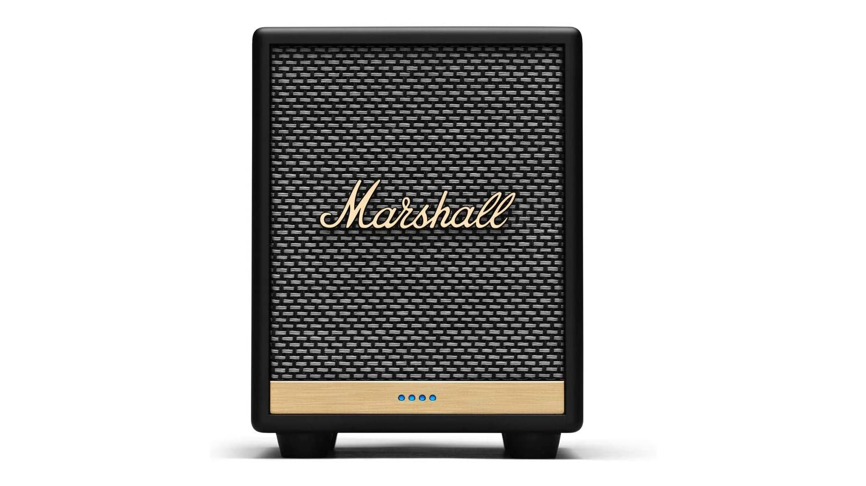 Front view of the Marshall Uxbridge Voice Bluetooth speaker.