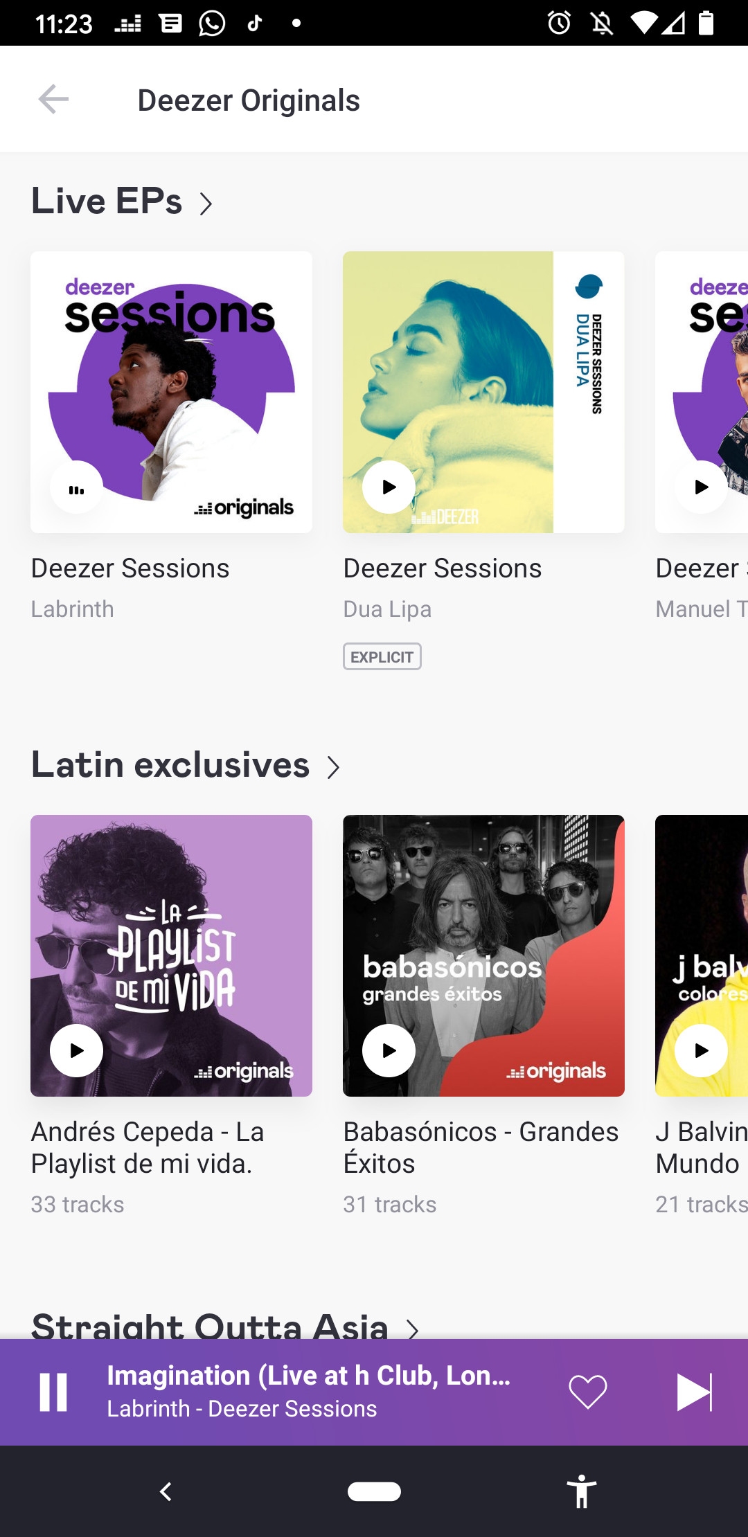 A screenshot of the Deezer interface on the Deezer Originals page