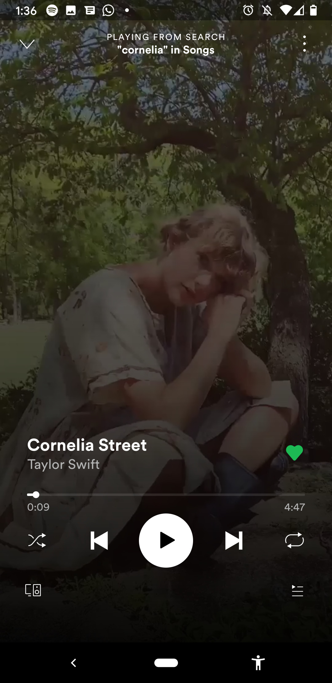 Screenshot of Spotify player with a still from the artist's video