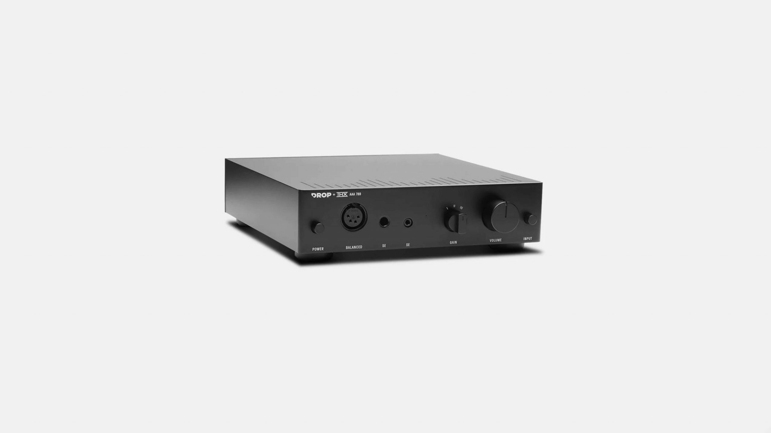 drop + THX AAA 789 Linear Amplifier product photo A picture of the drop + THX AA 789 Linear Amplifier against an off-white backdrop.