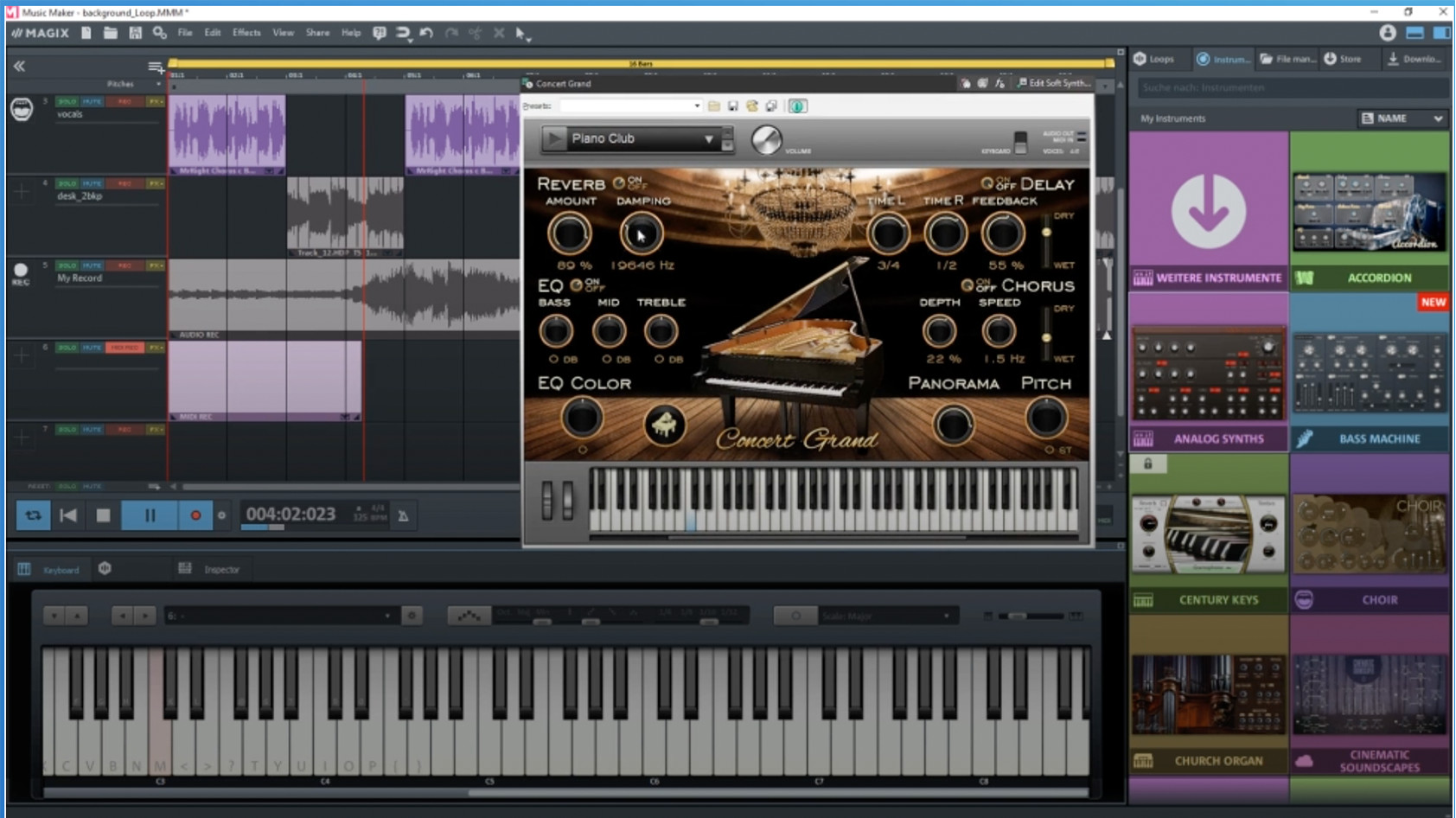 This is a screenshot of Magix Music Maker running on Windows.