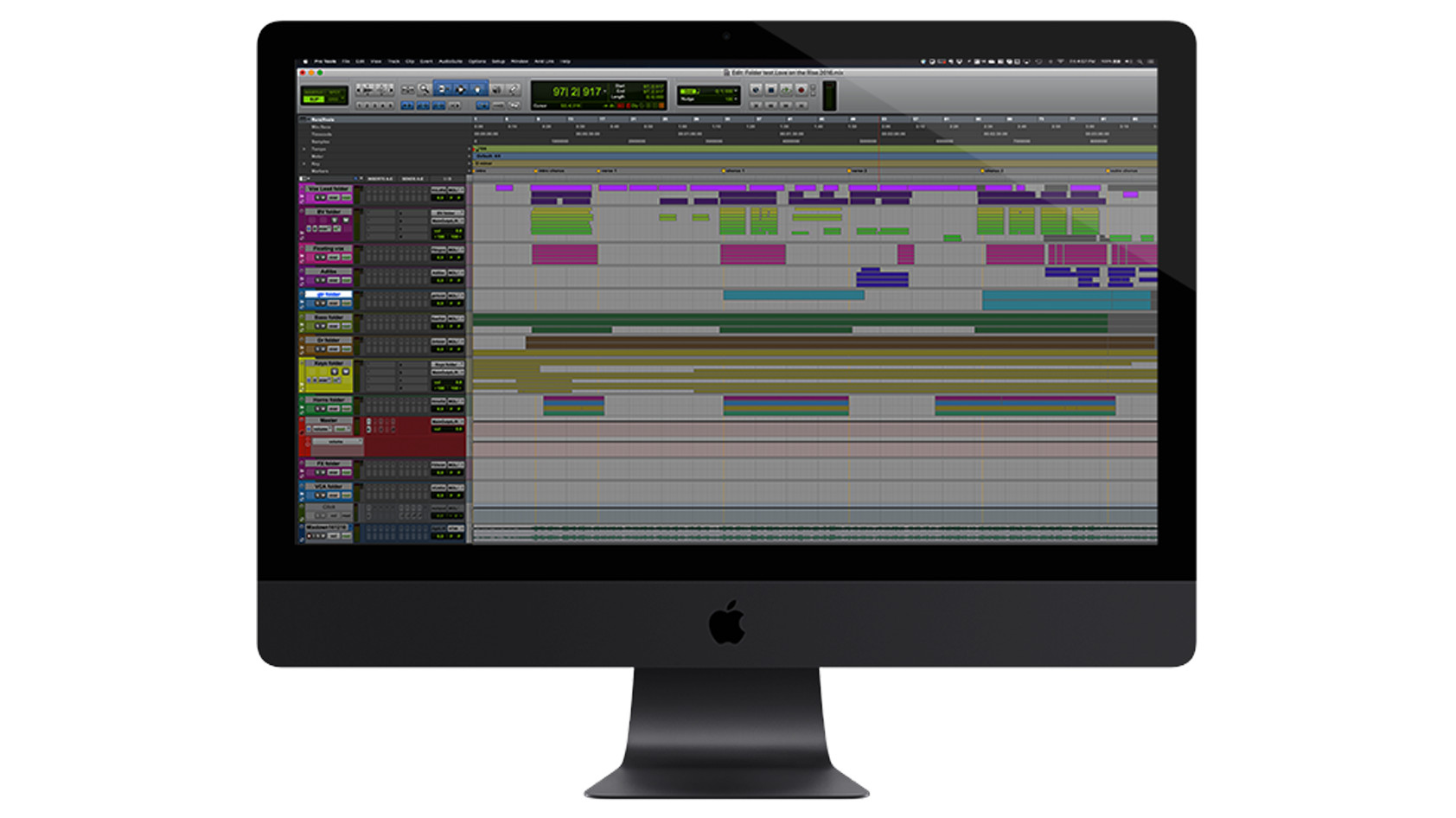 This is a picture of Pro Tools 12 running on an iMac Pro.