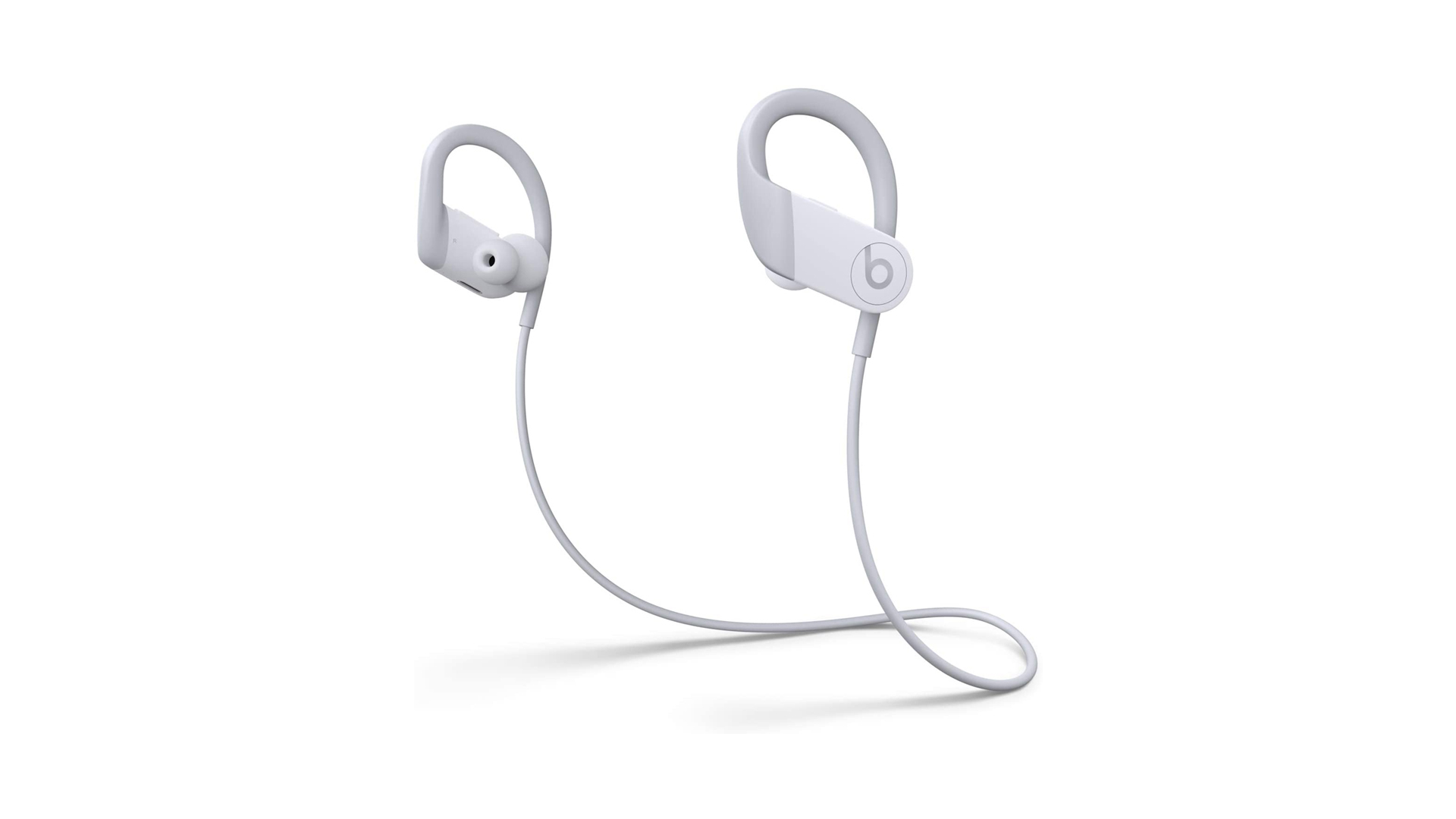 Beats Powerbeats in gray against a white background.