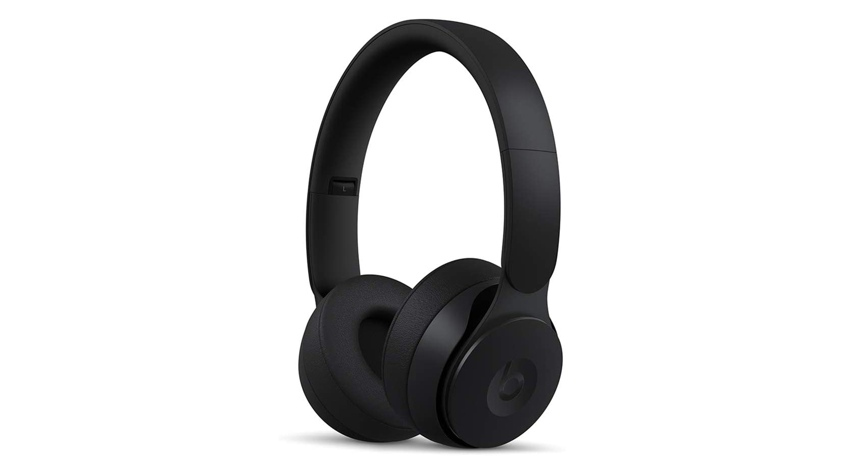 The Beats Solo Pro noise canceling headphones in black against a white background.