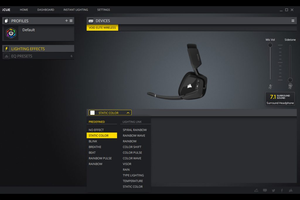 Corsair iCue software pulled up on a desktop.
