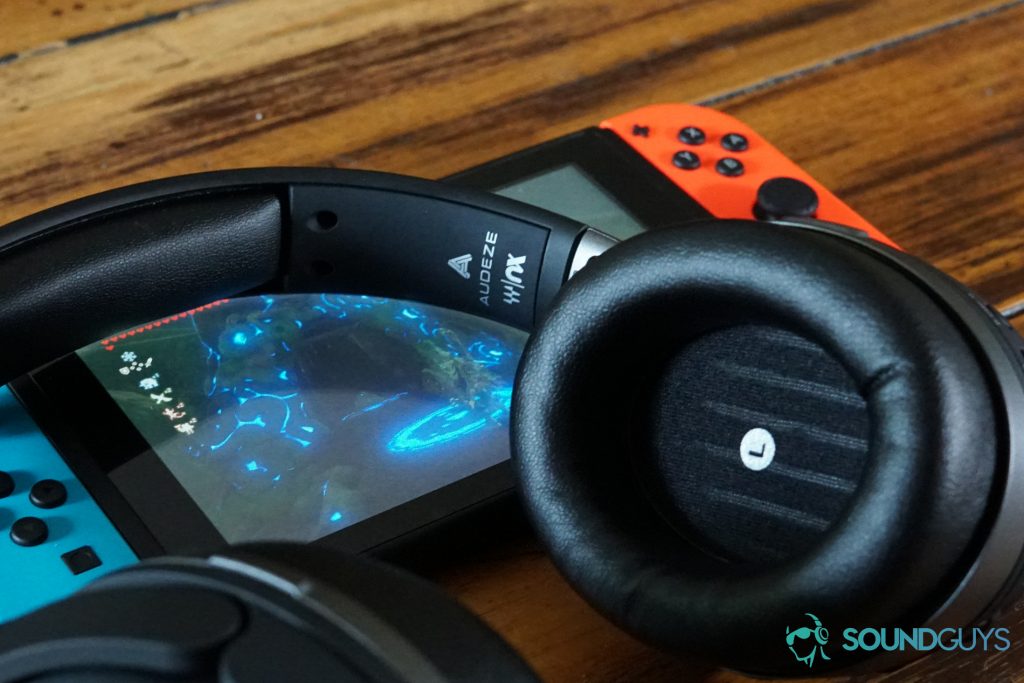 The HyperX Cloud Orbit S gaming headset lays on top of a Nintendo Switch running Legend of Zelda: Breath of the Wild.