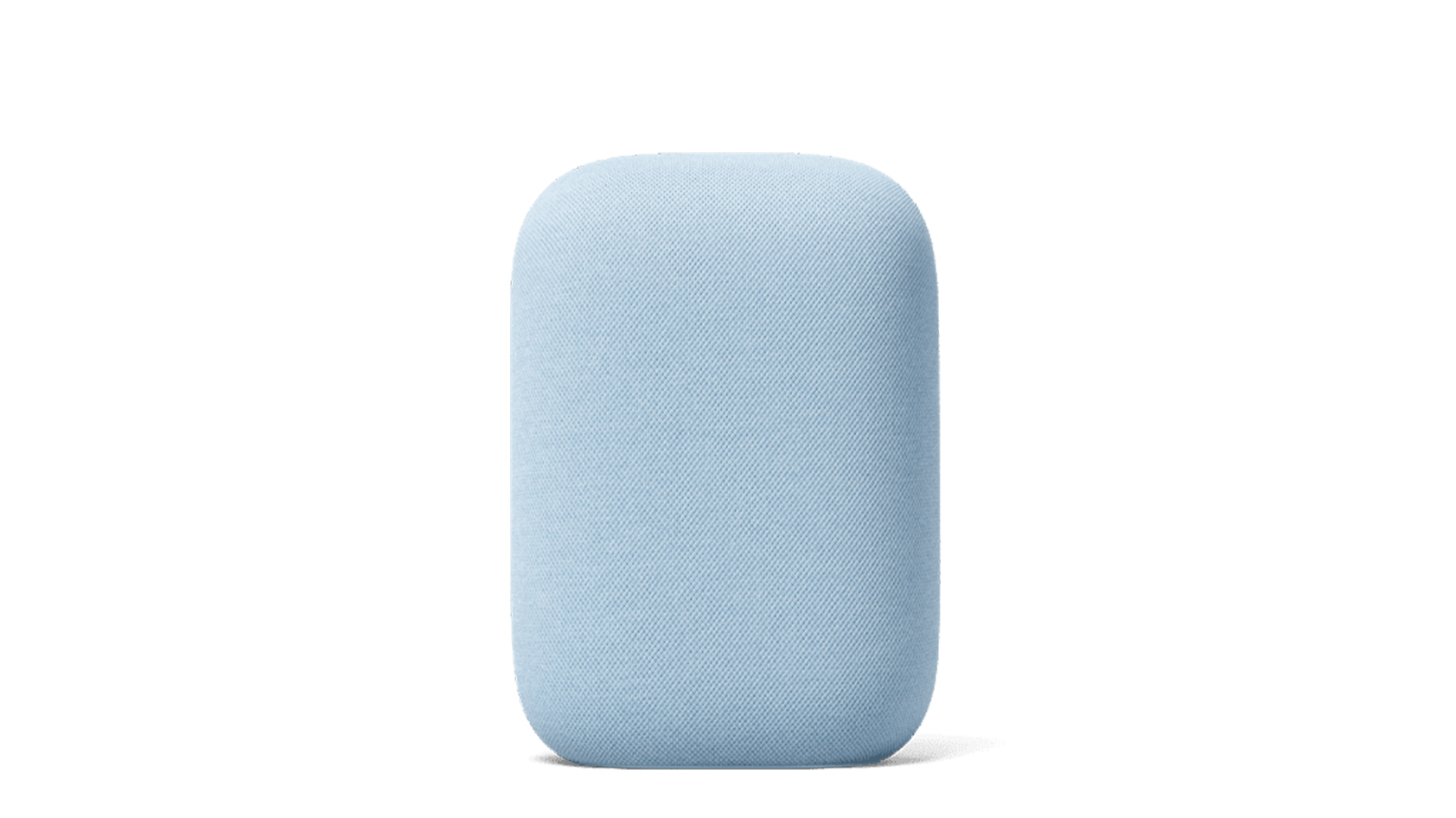 The Google Nest Audio in blue against a white background.