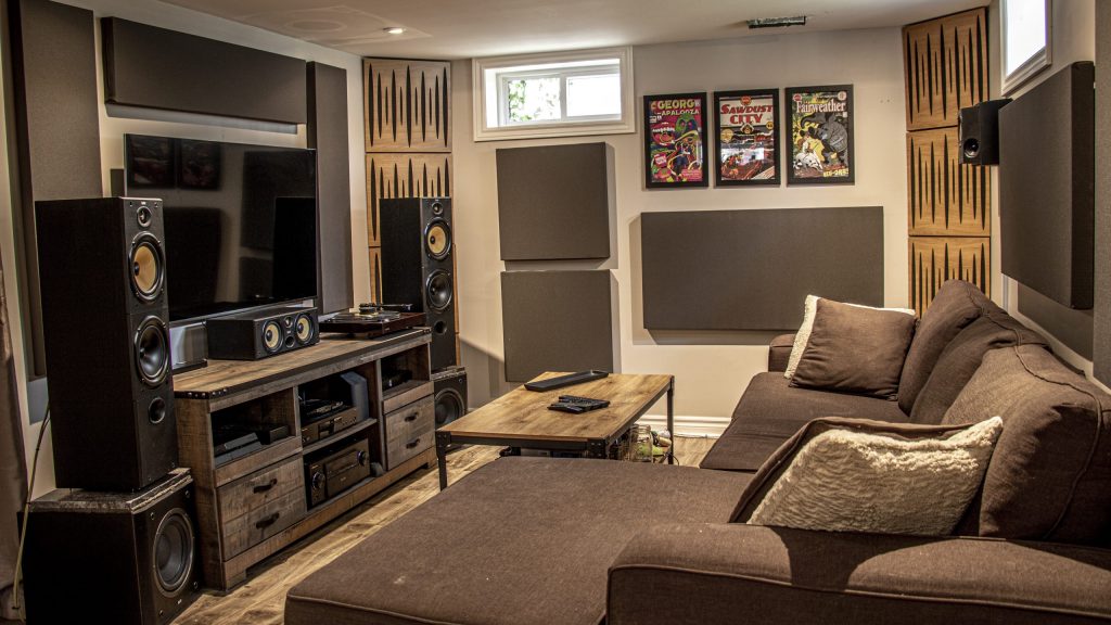 An acoustically treated home theater.