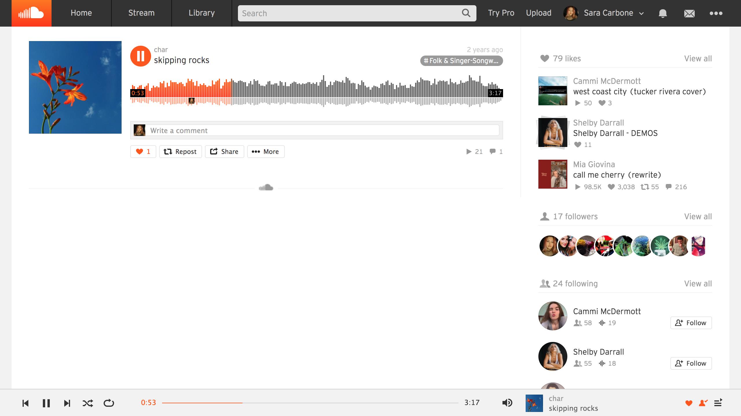 Screenshot of SoundCloud interface artist profile.