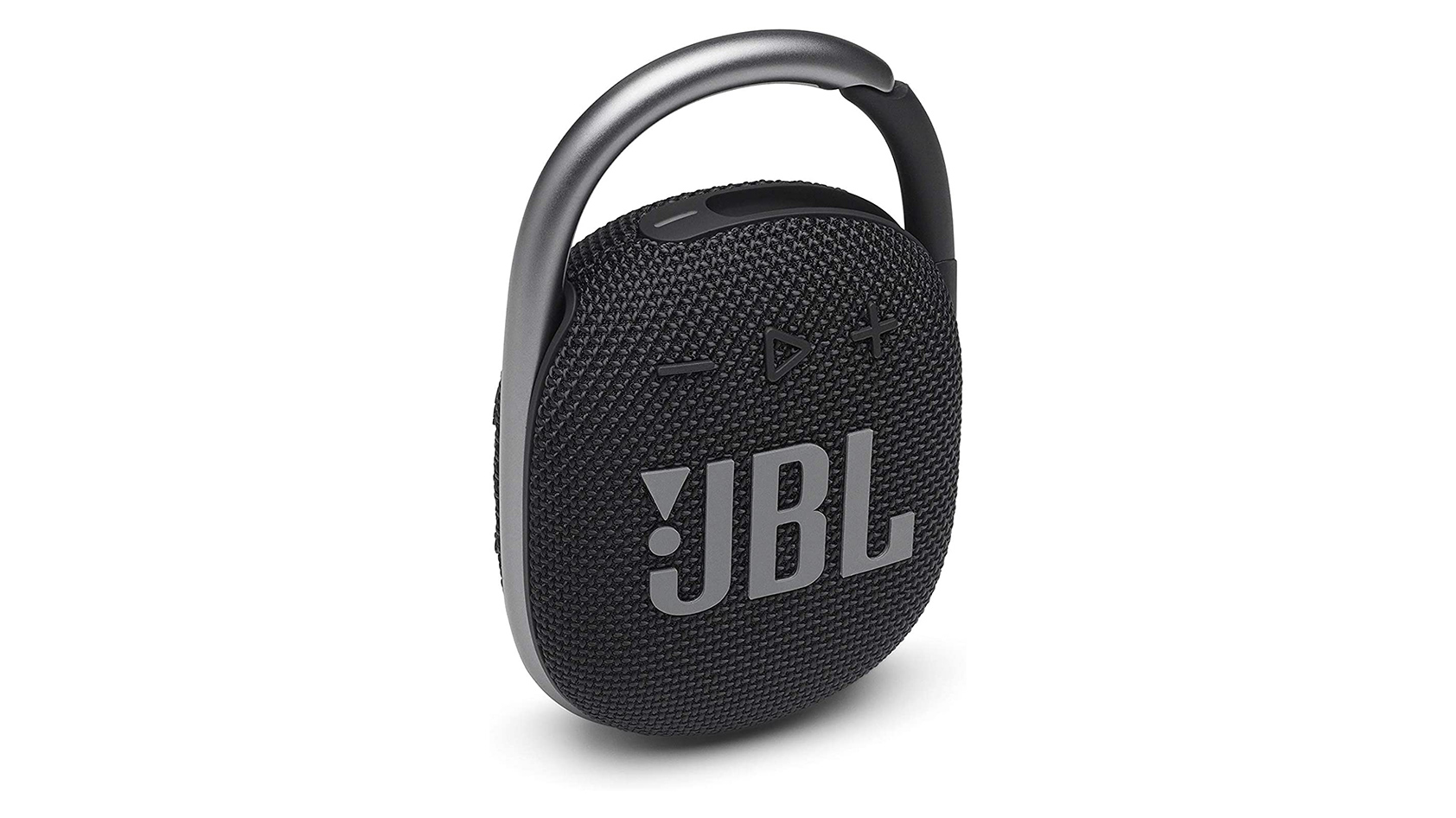 The JBL Clip 4 portable Bluetooth speaker in black against a white background.