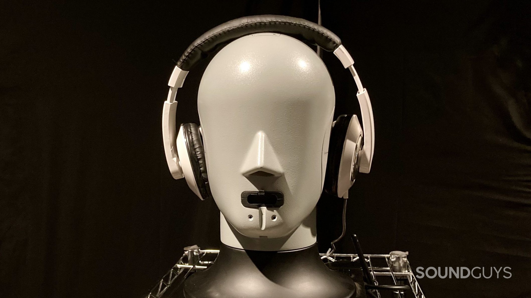 Electra Vortex headphones being tested on an artificial head