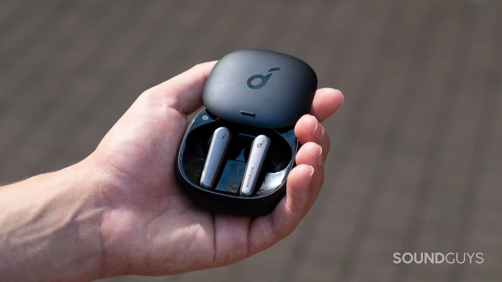 Anker Soundcore Liberty Air 2 Pro case held in hand.
